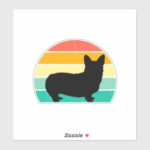Retro Sunset Corgi Sticker