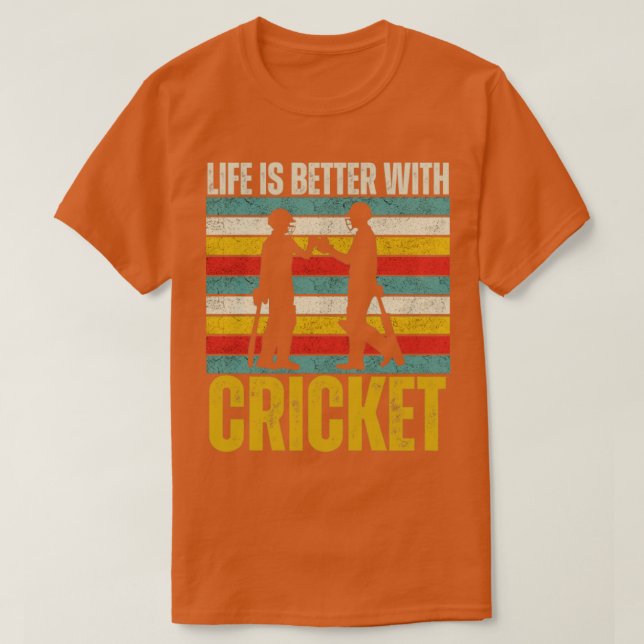 Retro Sunset Cricket Quotes For Cricket Sport Fans T-Shirt (Design Front)