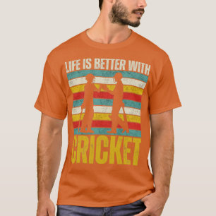 Retro Sunset Cricket Quotes For Cricket Sport Fans T-Shirt