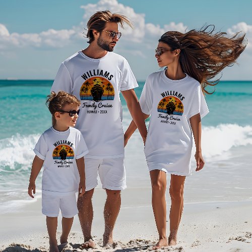 Retro Sunset Custom Family Cruise Customized Group T_Shirt