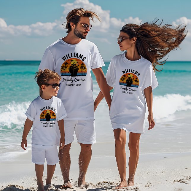 Retro Sunset Custom Family Cruise Customized Group T-Shirt (Creator Uploaded)