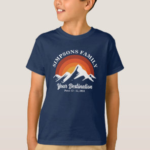 Retro Sunset Custom Family Vacation Group Matching T-Shirt