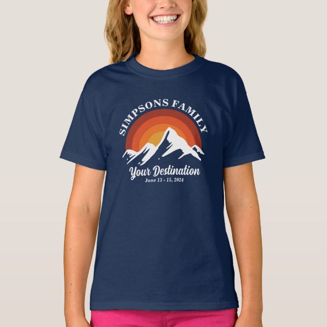 Retro Sunset Custom Family Vacation Group Matching T-Shirt (Front)