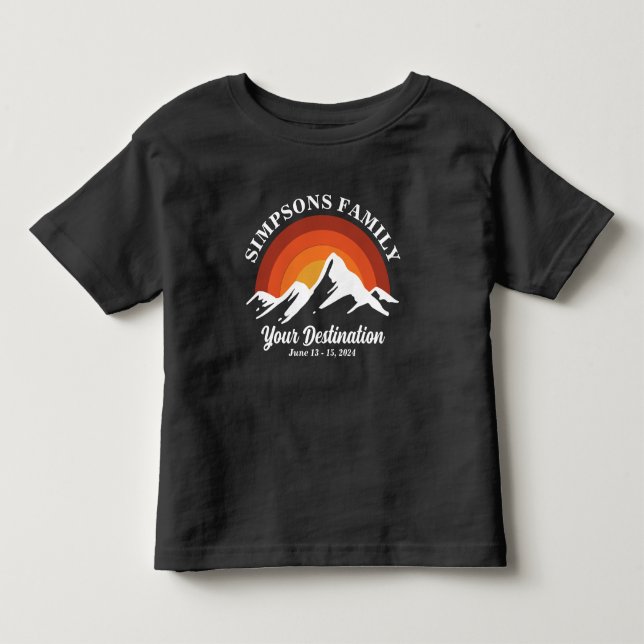 Retro Sunset Custom Family Vacation Group Matching Toddler T-shirt (Front)