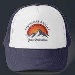 Retro Sunset Custom Family Vacation Group Matching Trucker Hat<br><div class="desc">Experience nostalgia with our customizable "Retro Sunset Family Vacation" matching trucker hat. Featuring a vibrant sunset behind majestic mountains,  this design can include your family name and destination,  perfect for trips,  reunions,  or summer adventures. Celebrate togetherness in style and make unforgettable memories. Ideal for photo ops and keepsakes.</div>
