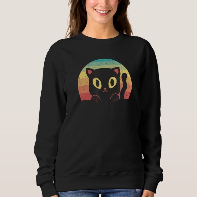Retro Sunset Cute Cat Sweatshirt (Front)