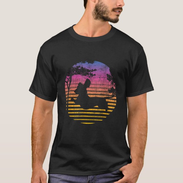 Retro Sunset Dachshund Wiener Dog Lover Animal Pet T-Shirt (Front)