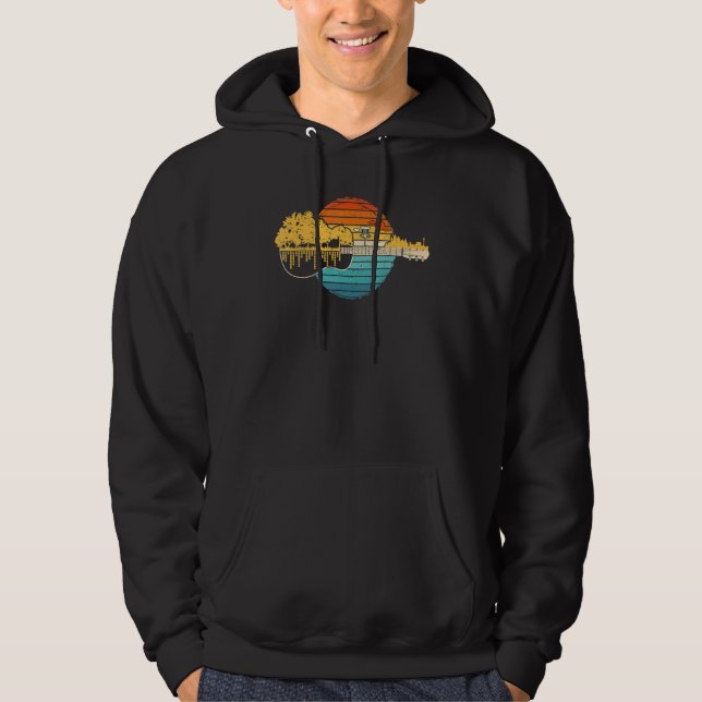 Retro Sunset Disc Golf Guitar Gifts For Disc Golf  Hoodie (Front)