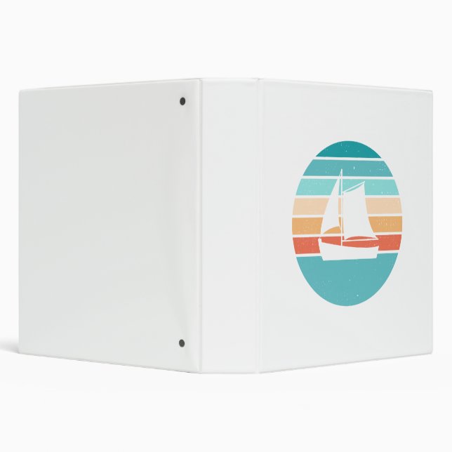 Retro Sunset Distressed Effect + Sailboat 3 Ring Binder (Background)