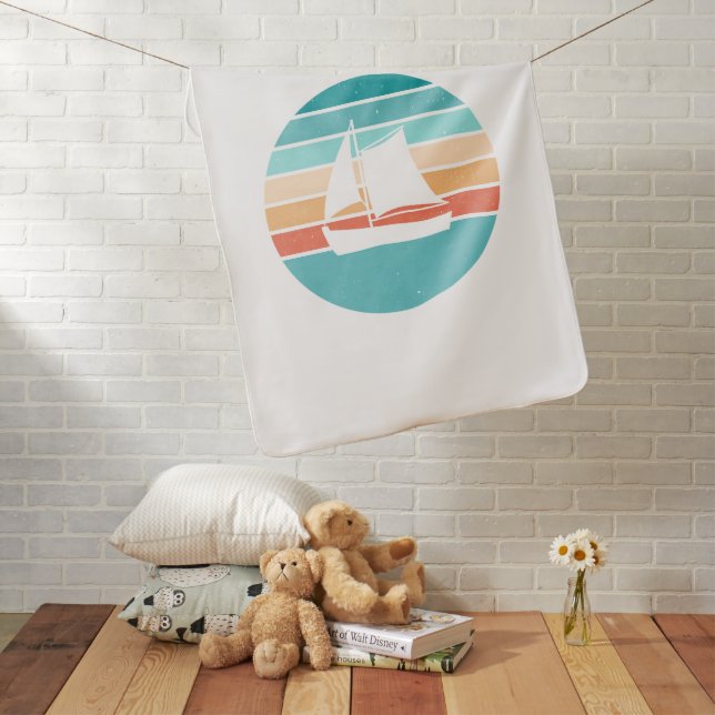 Retro Sunset Distressed Effect + Sailboat Baby Blanket (In Situ)