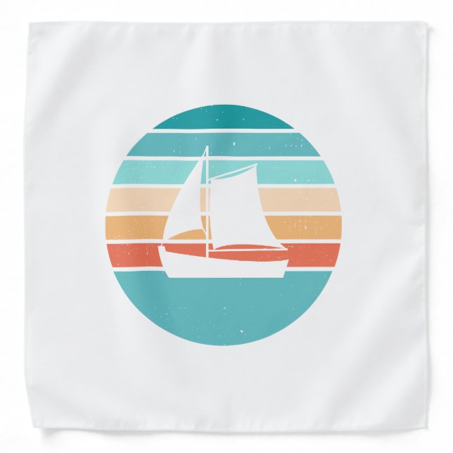 Retro Sunset Distressed Effect + Sailboat Bandana (Front)