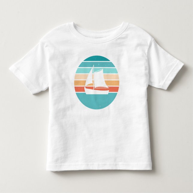 Retro Sunset Distressed Effect + Sailboat Toddler T-shirt (Front)
