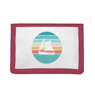 Retro Sunset Distressed Effect + Sailboat Trifold Wallet