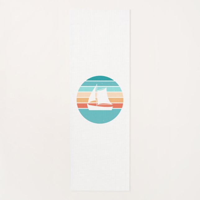 Retro Sunset Distressed Effect + Sailboat Yoga Mat (Front)