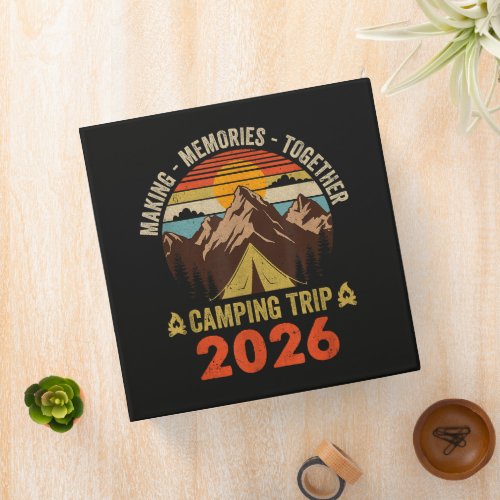 Retro Sunset Family Camping Trip 2026 3 Ring Binder