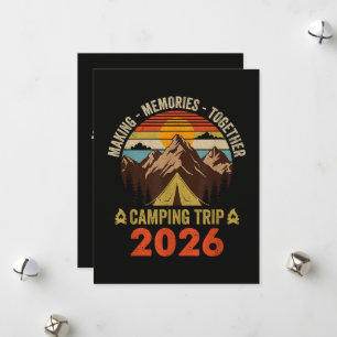 Retro Sunset Family Camping Trip 2026 Holiday Card