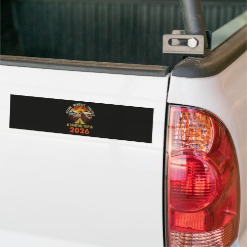 Retro Sunset Family Camping Trip 2026 Matching Bumper Sticker