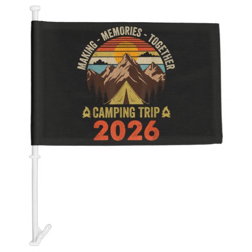 Retro Sunset Family Camping Trip 2026 Matching Car Flag