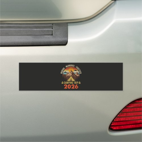 Retro Sunset Family Camping Trip 2026 Matching Car Magnet