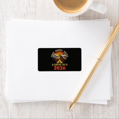 Retro Sunset Family Camping Trip 2026 Matching Label