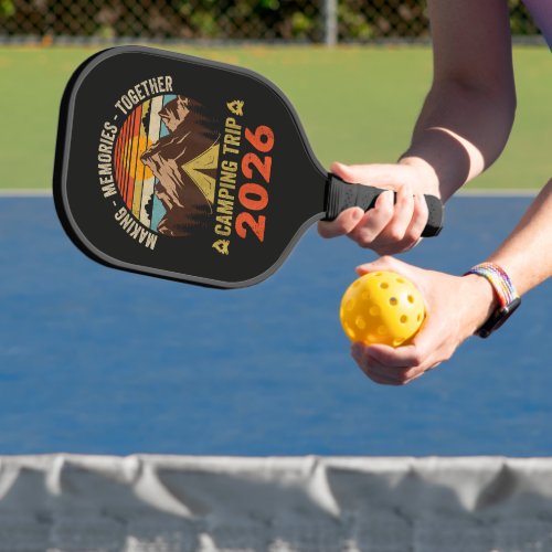 Retro Sunset Family Camping Trip 2026 Pickleball Paddle
