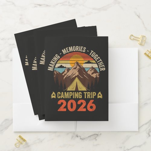Retro Sunset Family Camping Trip 2026 Pocket Folder