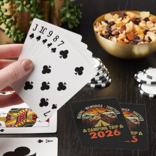 Retro Sunset Family Camping Trip 2026 Poker Cards
