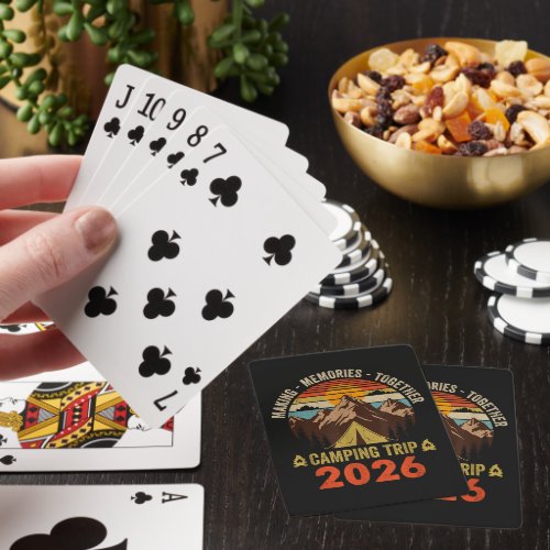 Retro Sunset Family Camping Trip 2026  Poker Cards
