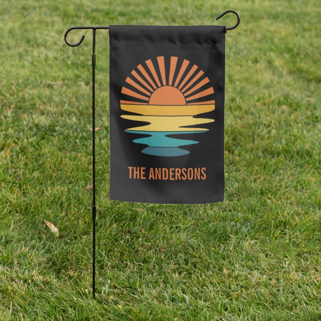 Retro Sunset Family Name SIgn (In SItu)