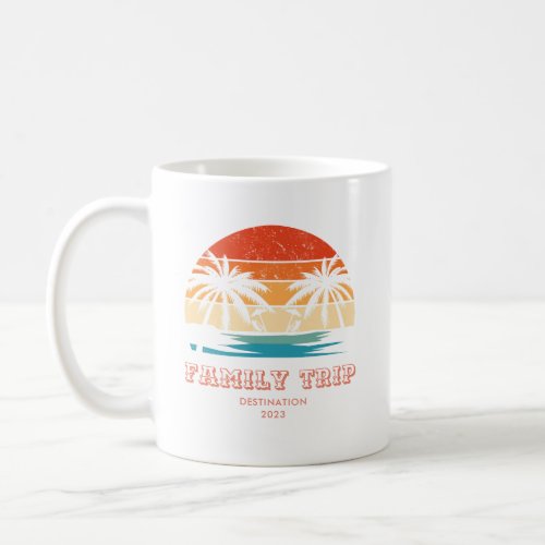 Retro sunset Family trip Beach Palm Tree Matching Coffee Mug