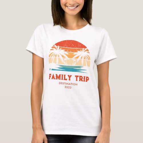 Retro sunset family trip vacation Matching group T_Shirt