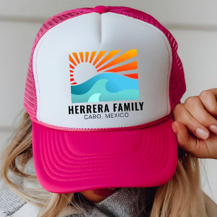 Retro Sunset Family Vacation  Reunion Beach Summer Trucker Hat