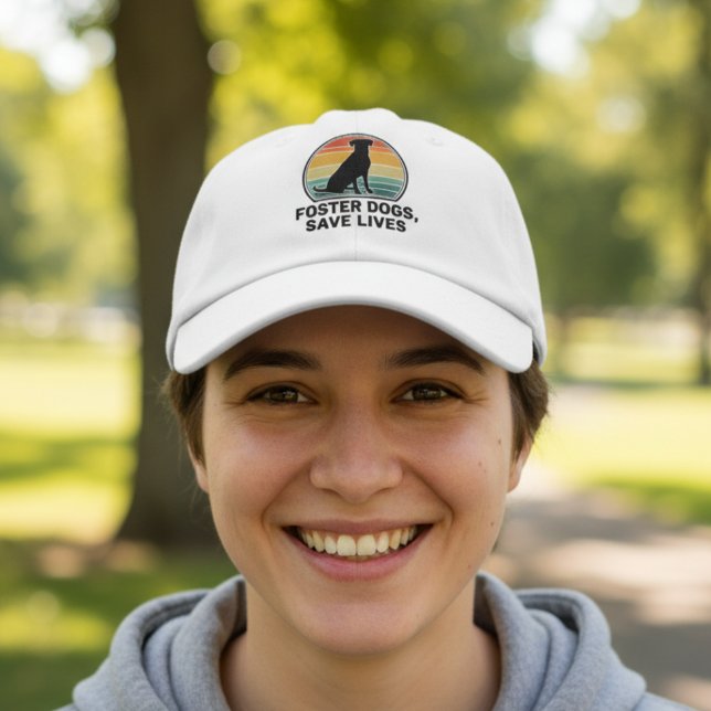 Retro Sunset Foster Dogs Save Lives Advocate Hat (Dog foster supporter hat)