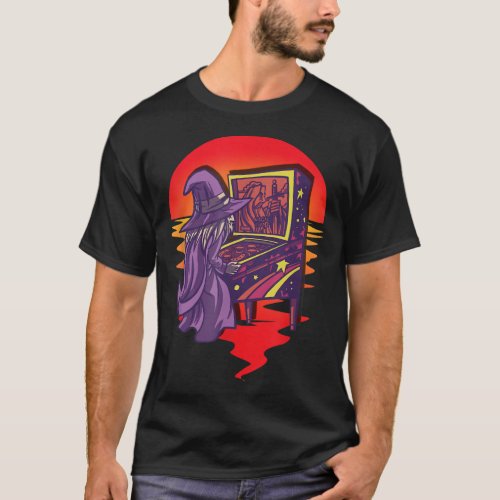 Retro Sunset Funny Pinball Wizard T_Shirt
