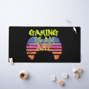 Retro Sunset Gaming Controller Art Gamer Quote Desk Mat