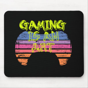Retro Sunset Gaming Controller Art Gamer Quote Mouse Pad
