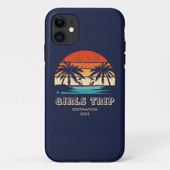 Retro sunset Girls trip bachelorette Matching Case-Mate iPhone Case (Back)
