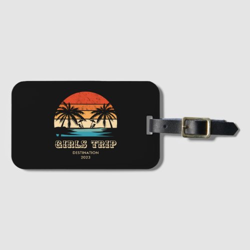 Retro sunset Girls trip bachelorette Matching Luggage Tag