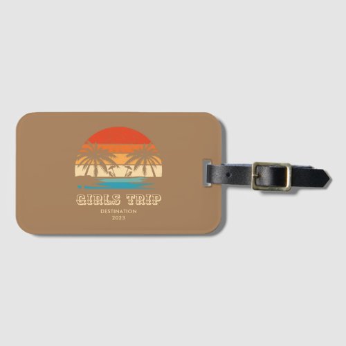 Retro sunset Girls trip bachelorette Matching Luggage Tag