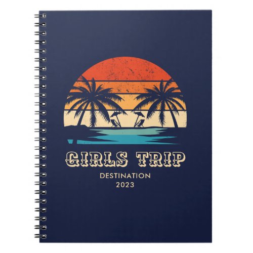 Retro sunset Girls trip bachelorette Matching Notebook