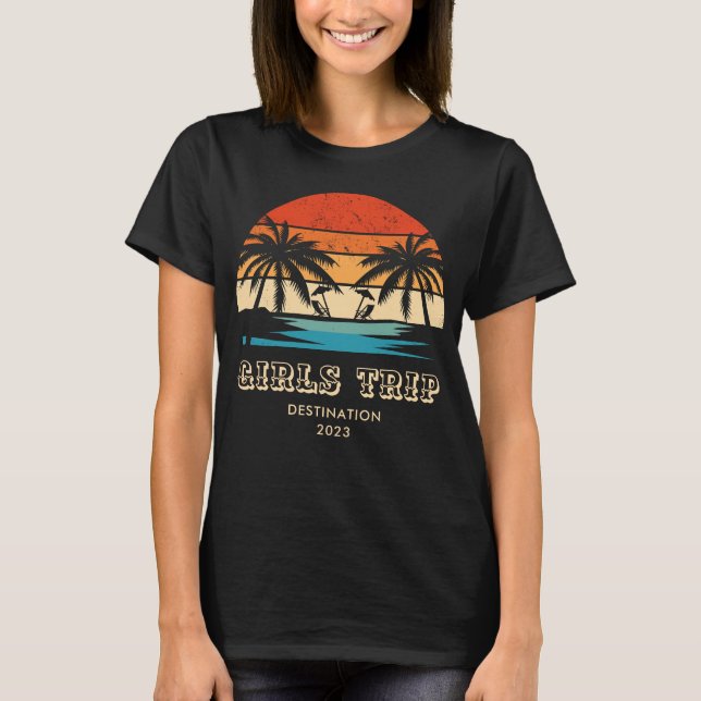 Retro sunset Girls trip bachelorette Matching T-Shirt (Front)