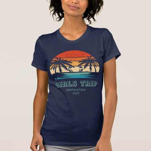 Retro sunset Girls trip bachelorette Matching T_Shirt
