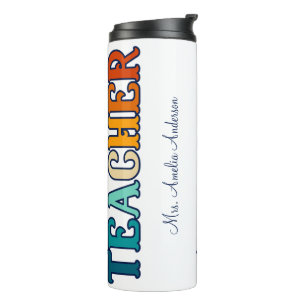Retro Sunset Gradient Teacher Appreciation Gift Thermal Tumbler