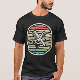 Retro Sunset Graphic Hair Stylist Hairdresser T-Shirt