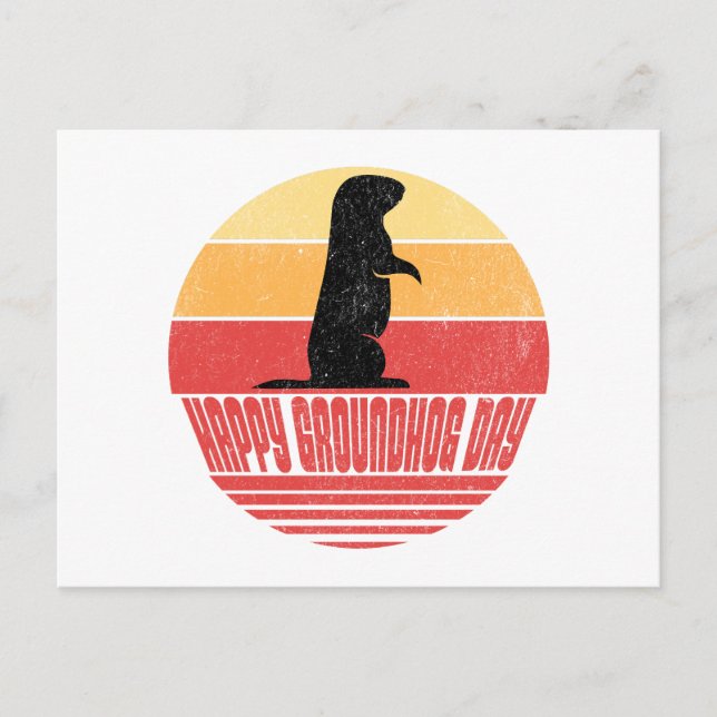 Retro Sunset Groundhog Day Postcard (Front)