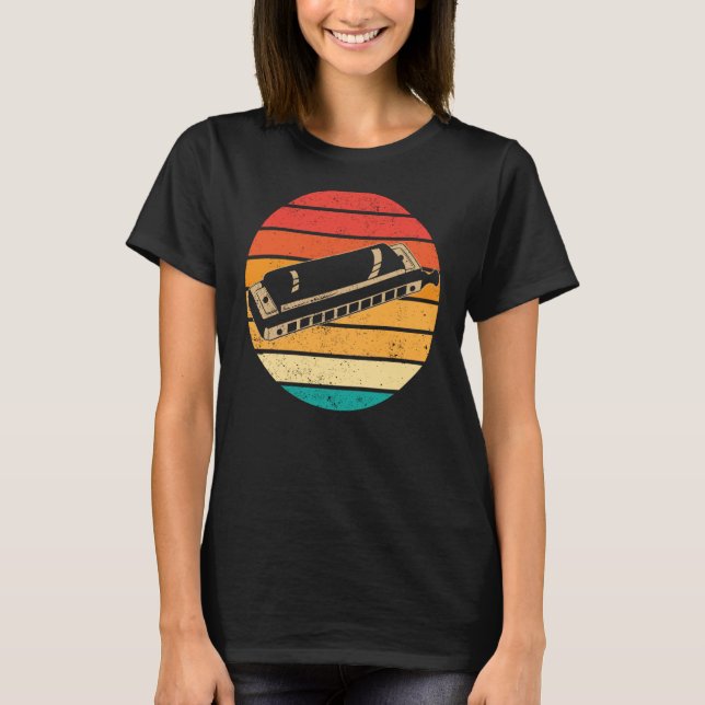 Retro Sunset Harmonica T-Shirt (Front)