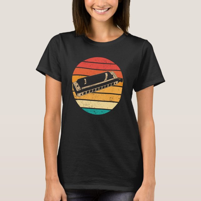 Retro Sunset Harmonica T-Shirt (Front)