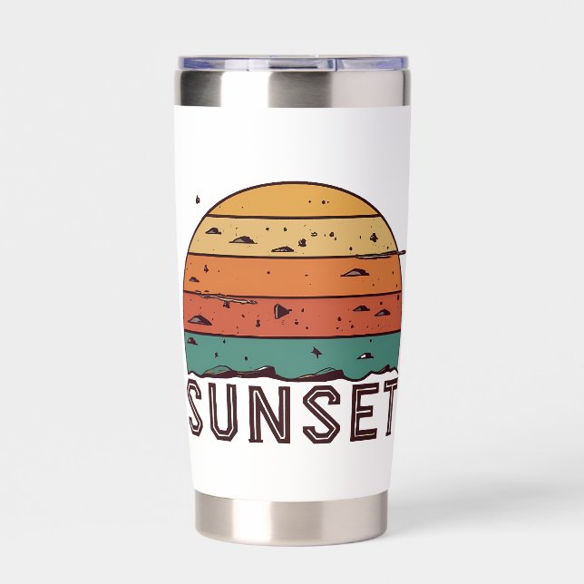 Retro Sunset Horizon Graphic Mug' Insulated Tumbler (Front)