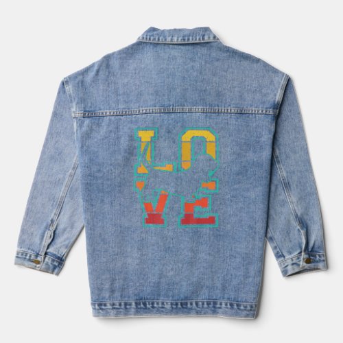 Retro Sunset I Love My Basset Hound Dog Theme Desi Denim Jacket