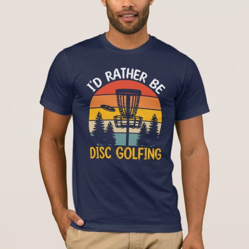 Retro sunset Id rather be disk_golfing T_Shirt